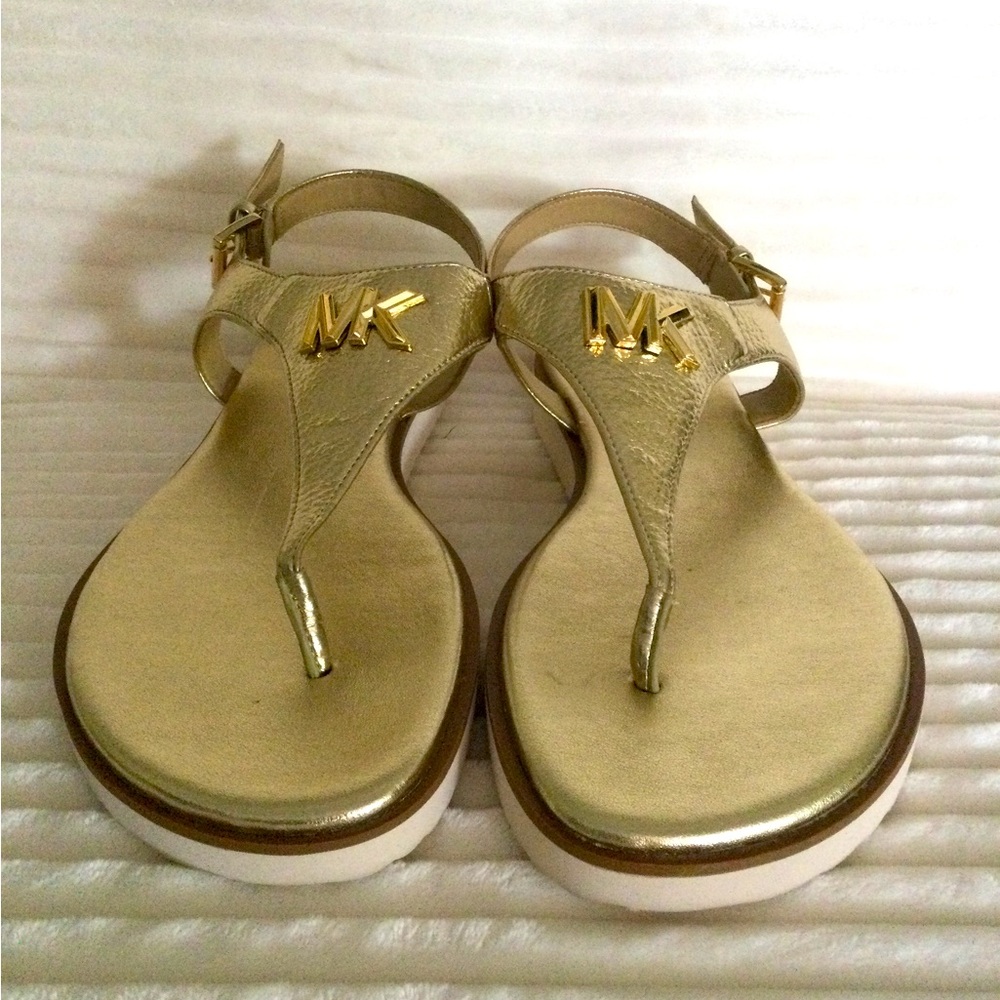 Michael Kors Gold MK Thong Sandals for Women